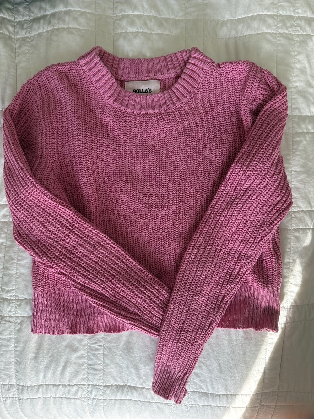 ROLLA'S Rose rPink Crewneck Ribbed Knit Sweater